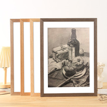 Solid Wood photo frame hanging wall picture frame mounted a3a4 paper sketch display eight open 4k8k painting works retro frame