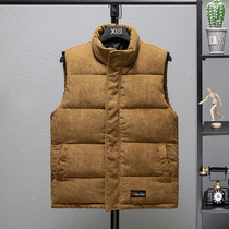 Vest men autumn and winter youth standing collar trend corduroy horse clip thick warm men handsome vest coat