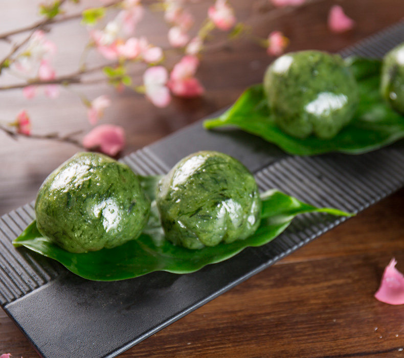 杭州知味观艾草青团 豆沙蛋黄肉松糯米团子 手工清明果四盒1160g