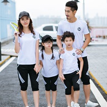 Parent-child clothing 2021 new summer short-sleeved fashion sports suit garden clothes class clothes family clothing a family of three trendy models