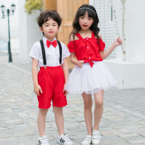 Summer dress Short-sleeved childrens performance suit Suit 61 kindergarten dance suit Cheerleader chorus suit Performance dress