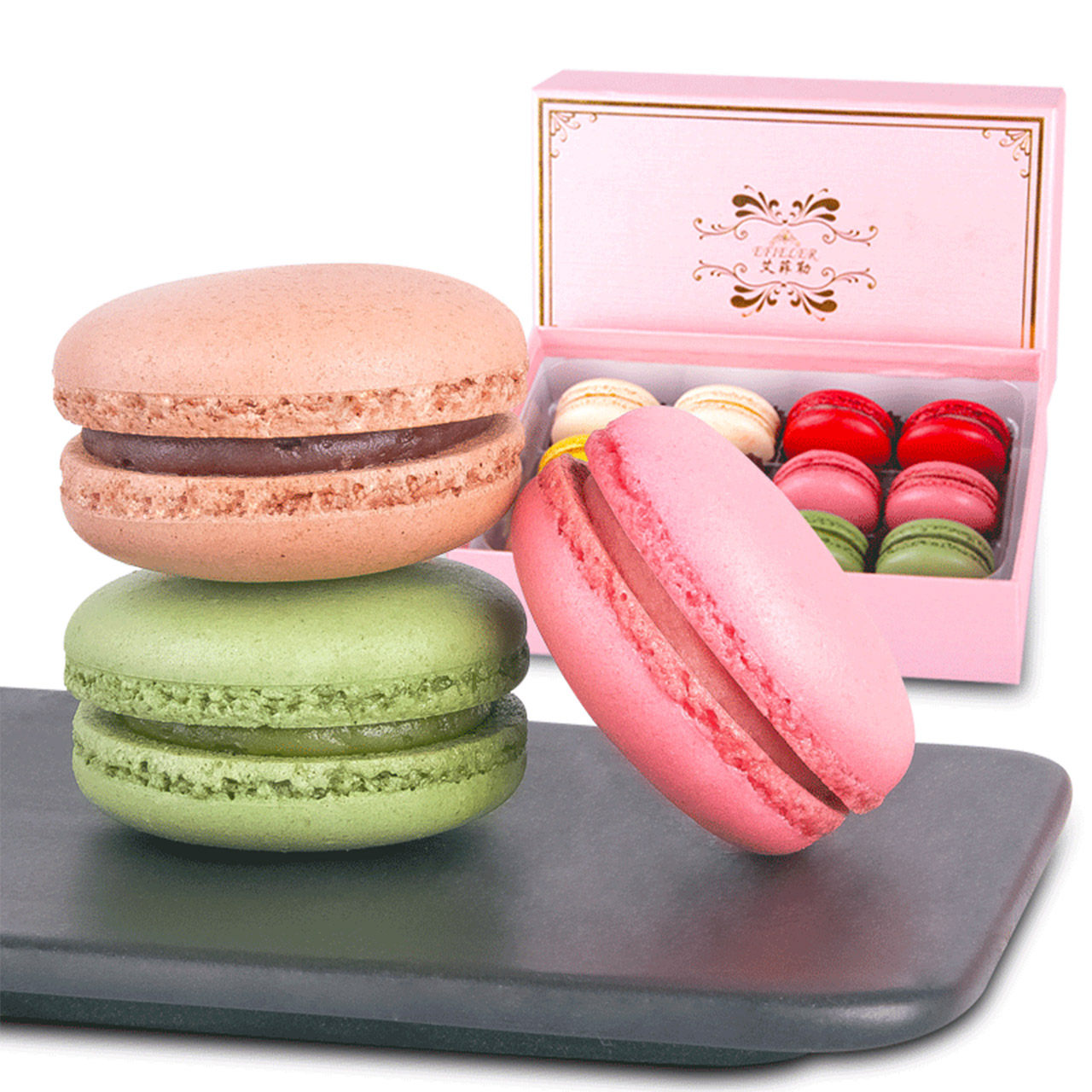 艾菲勒马卡龙12枚甜点法式手工休闲甜品西式糕点礼盒装零食点心