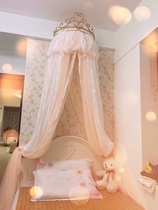 Princess bed curtain French court ins Super fire princess yarn curtain new cute Korean background yarn curtain with crown frame