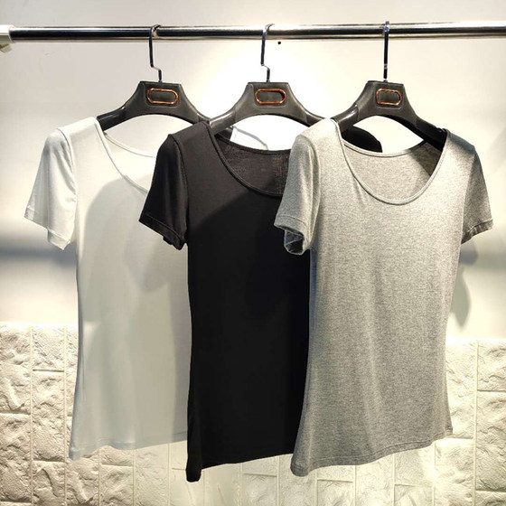 Solid color round neck T-shirt women's summer short sleeved modal top T-shirt oversized loose and versatile slim fit black and white base shirt Solid color round neck T-shirt women's summer short sleeved modal top T-shirt oversized loose and versatile slim fit black and white base shirt