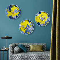 Fu carving home decoration round wall decoration painting modern simple living room sofa background wall hanging painting home triptych painting