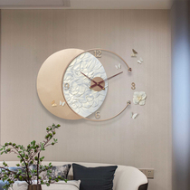 Art clock and clock living room household Bell ornaments atmospheric light luxury fashion simple clock relief wall creative personality