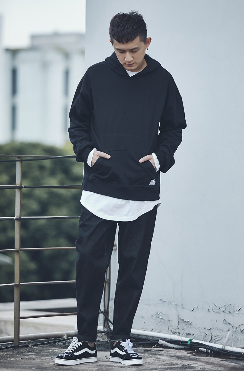 tigerblow潮牌嘻哈连帽卫衣男oversize 开叉下摆外套帽衫宽松大码