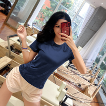 Sports coat womens fitness clothes short sleeve mesh stitching breathable quick-drying T-shirt stretch running yoga clothing summer thin model