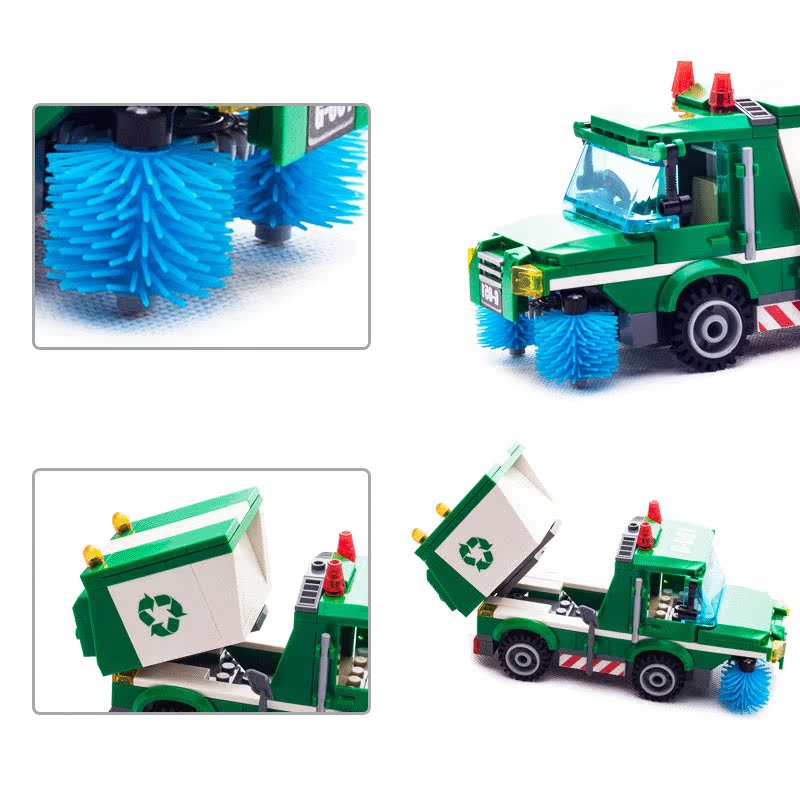 男孩拼装益智拼插积木塑料儿童玩具3-6-10周岁城市系列垃圾车模型产品展示图3