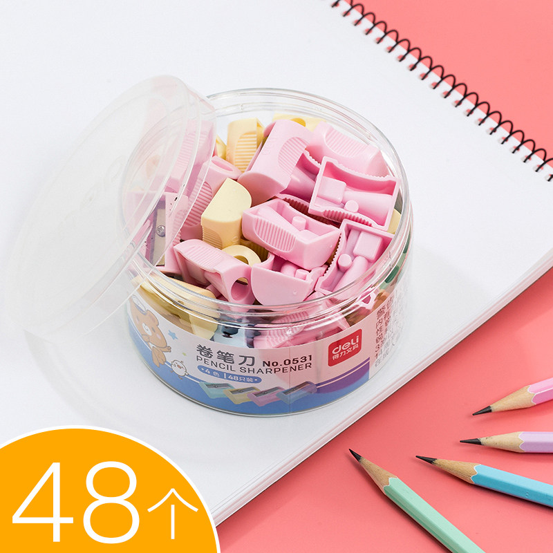 48 pas of effective mini pencil sharpeners for pupils, children's pencil sharpeners, pencil sharpeners, pencil sharpeners, simple cartoon cute candy color kindergarten small pencil sharpeners, stationery wholesale