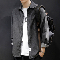 Spring Tooling Denim Shirt Jacket Men Casual Jacket Loose Trend Fatter Big Code Shirt Long Sleeve Spring Autumn