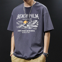 Summer cotton fat short sleeve T-shirt mens loose ins Tide brand half sleeve size fat guy plus fat big shirt summer