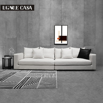Double multi-seater down fabric sofa living room modern minimalist full leather Beijing high-end furniture customization