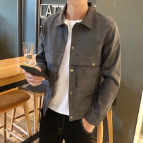 Mens coat spring and autumn 2021 New Spring Korean fashion fashion casual Joker spring jacket overtop tooling denim jacket