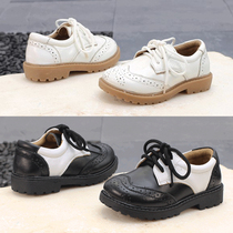 Boys shoes black white British boys soft soles casual shoes primary school children suit dress performance shoes
