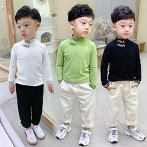 Children White T-shirt long sleeve autumn and winter boys half high collar base shirt T cotton baby baby foreign atmosphere
