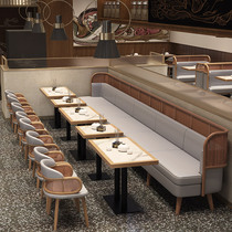 Commercial light luxury theme tables and chairs custom western restaurant cafe hot pot restaurant iron art wall card seat sofa