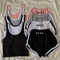 Korean sports leisure vest set 2021 early spring loose running female students Summer Yoga pajamas home