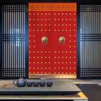 Chinese style door curtain fu character partition curtain red auspicious room decorated with cloth art hanging curtain kitchen semi-cut shade for home