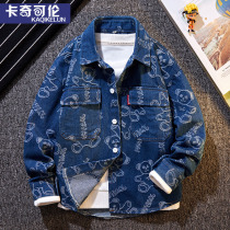 Boy Denim Jacket Spring Autumn 2022 New Children Shirt Boy Shirt CUHK Boy Blouses Foreign Air Spring Dress Tide