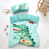 120*150 childrens kindergarten quilt three-piece coral velvet plus velvet quilt cover winter nap thickened cotton core