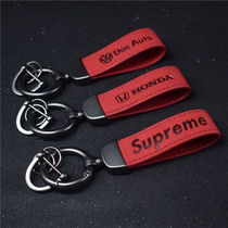 Creative flip fur car keychain pendant Mens high-grade personalized custom car key ring waist hanging buckle horseshoe buckle