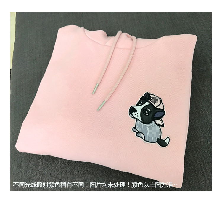 gucci刺繡棒球帽 2020春新款小狗刺繡粉色棒球服連帽套頭衛衣女韓版潮學生寬松薄款 gucci刺繡包