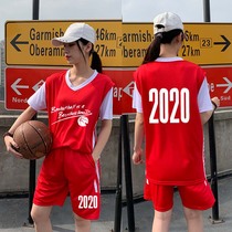 Basketball suit fake two-piece suit men and women loose student ins short-sleeved sports game custom jersey