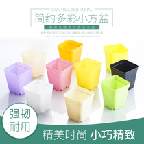 Colorful small square pot 7 * 7cm fleshy planting pot pot color small black square small color Square