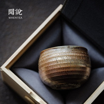 (Orpion hand) smell that Japanese gold and silver color burst crack owner cup pure wood burning pure hand-drawn embryo