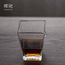 Wen said) Japanese hammer pattern Glass Road Cup handmade transparent square male Cup Tea Sea