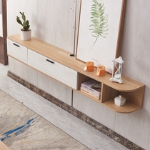 Modern minimalist wall-mounted TV cabinet Simple solid wood living room Hanging wall bedroom Ultra-thin narrow Nordic shelf