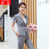 High-end professional wear suit womens summer suit skirt New temperament fashion small suit short sleeve overalls formal wear