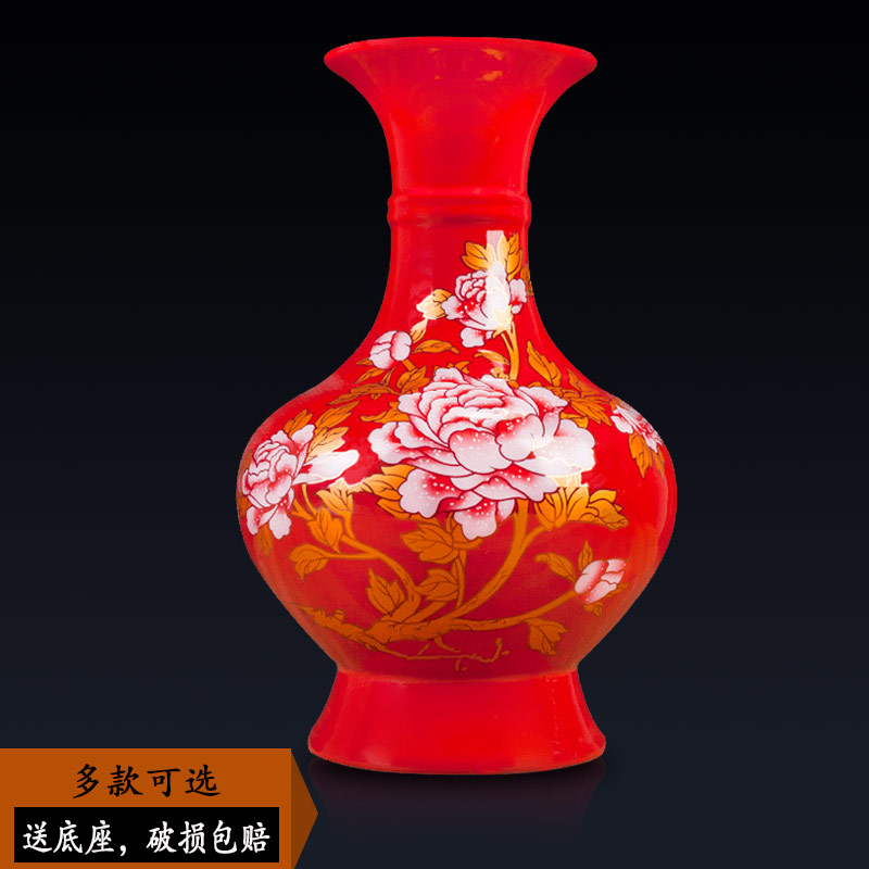 Jingdezhen ceramic vases, Chinese red furnishing articles sitting room porch flower arranging small porcelain decoration decoration household act the role ofing is tasted