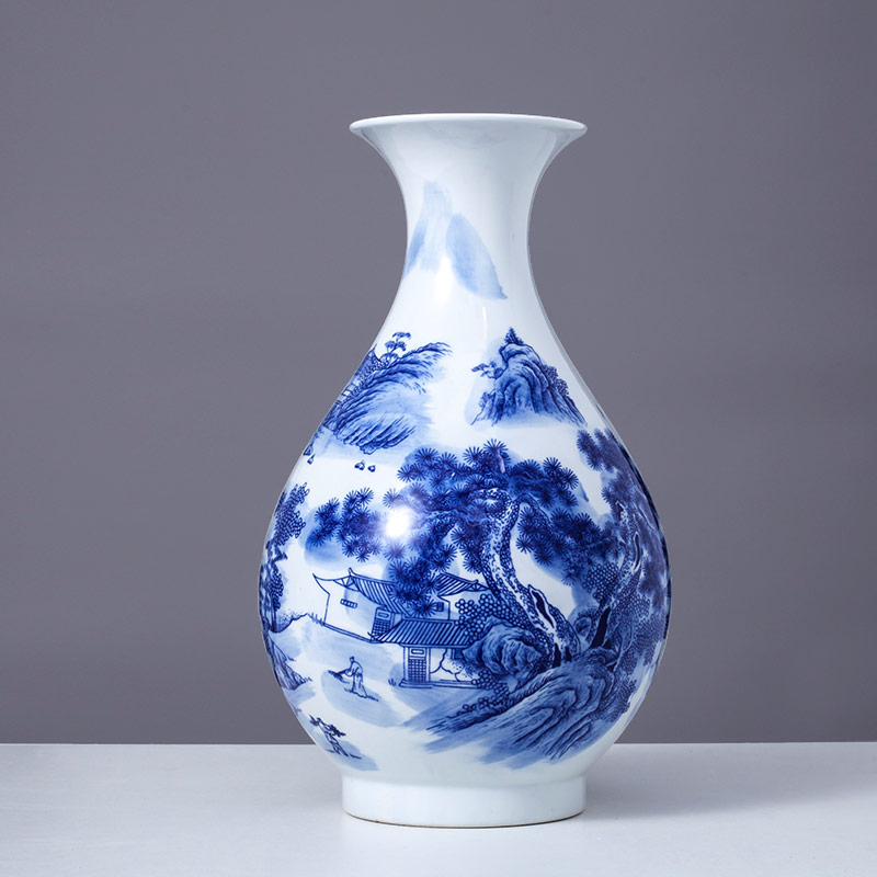 Jingdezhen ceramics furnishing articles sitting room flower vase hand - made scenery of TV ark, adornment of Chinese style household furnishing articles