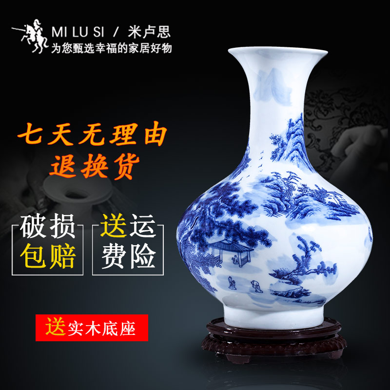 Jingdezhen ceramics furnishing articles sitting room flower vase hand - made scenery of TV ark, adornment of Chinese style household furnishing articles