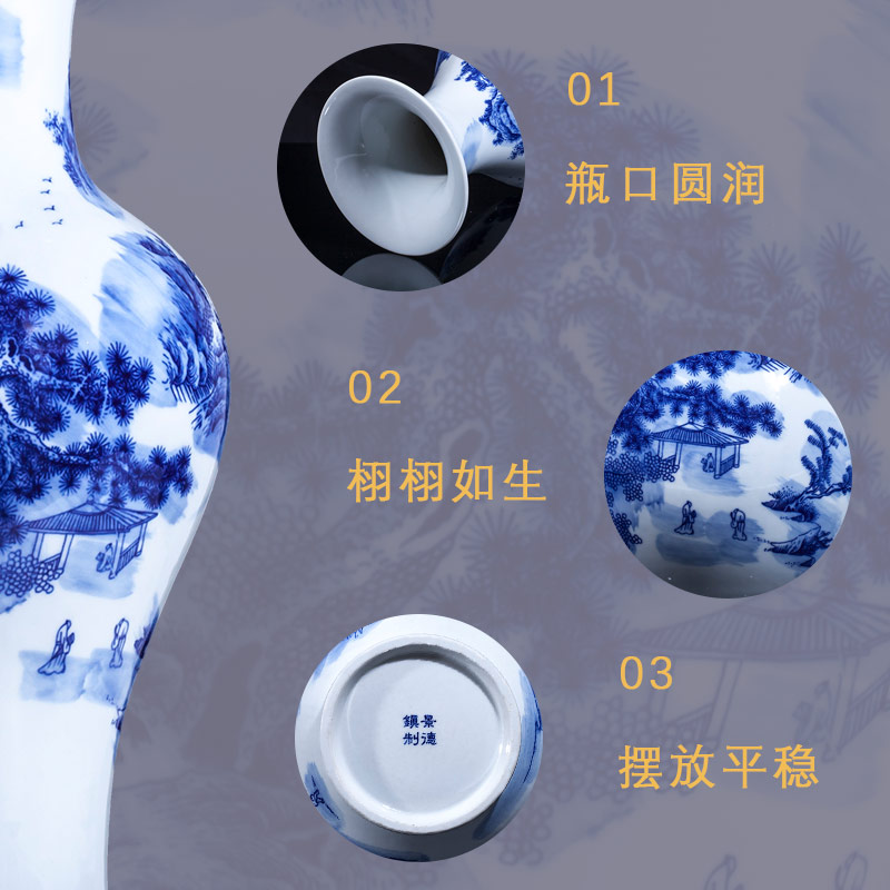 Jingdezhen ceramics furnishing articles sitting room flower vase hand - made scenery of TV ark, adornment of Chinese style household furnishing articles