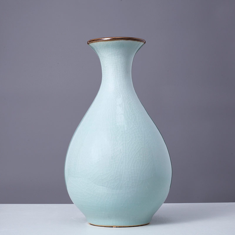 Jingdezhen ceramic vase archaize crack glaze flower arranging, classical Chinese style home sitting room porch place adornment