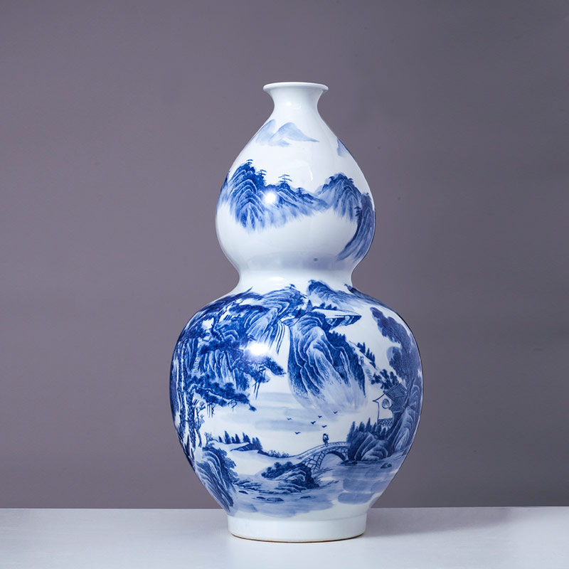 Blue and white porcelain of jingdezhen ceramics and the new Chinese style household furnishing articles sitting room porch decoration of large vase