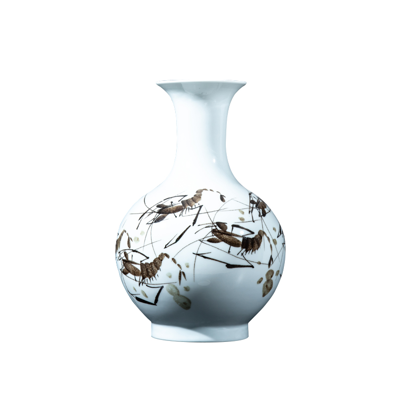 Jingdezhen ceramics hand - made shrimp boring vases, flower arranging new Chinese style furnishing articles, the sitting room porch home decorative arts and crafts