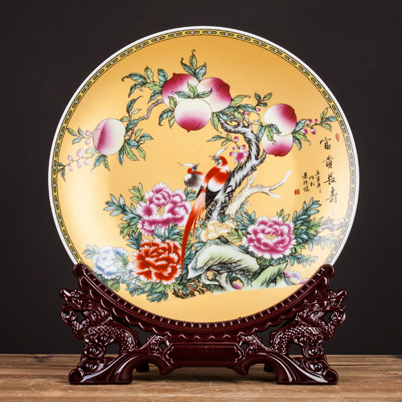 Chinese pottery and porcelain of jingdezhen furnishing articles furnishing articles wine sitting room porch up phnom penh decoration plate decoration prosperous peacock figure