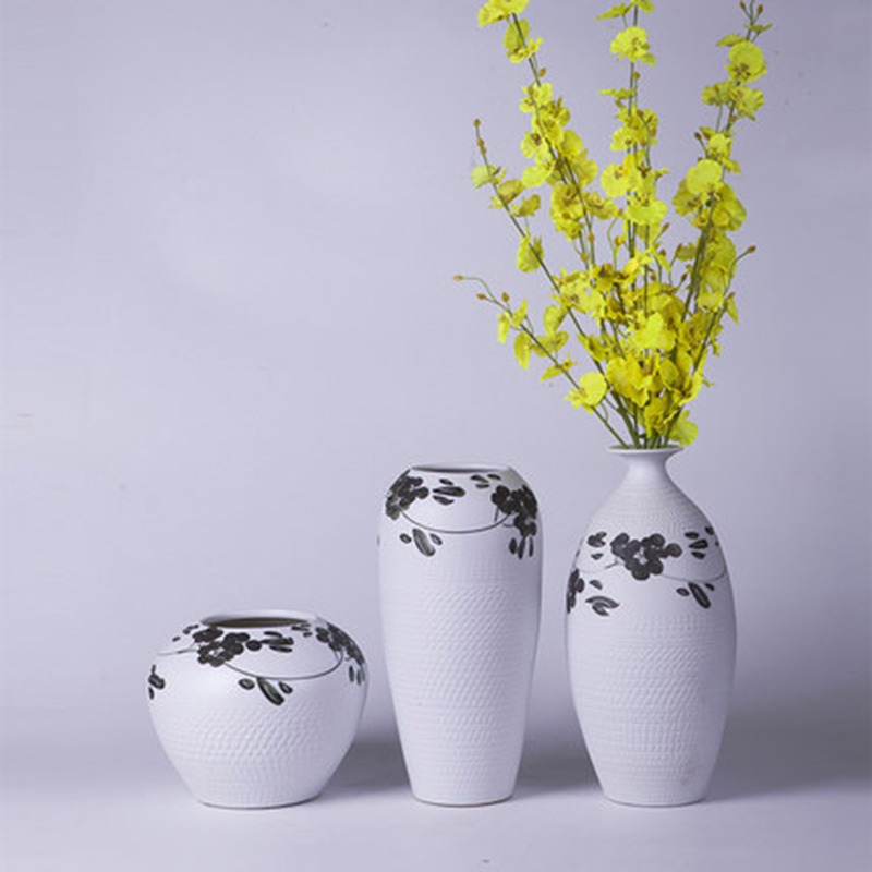 Jingdezhen ceramic vases, three - piece decorations modern creative living room TV cabinet table place flower arrangement