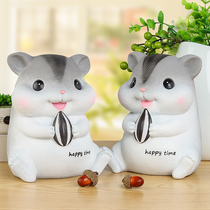 Childrens piggy bank ornaments boy creative fashion living room hamster piggy bank girl cute anti-fall rat Net Red