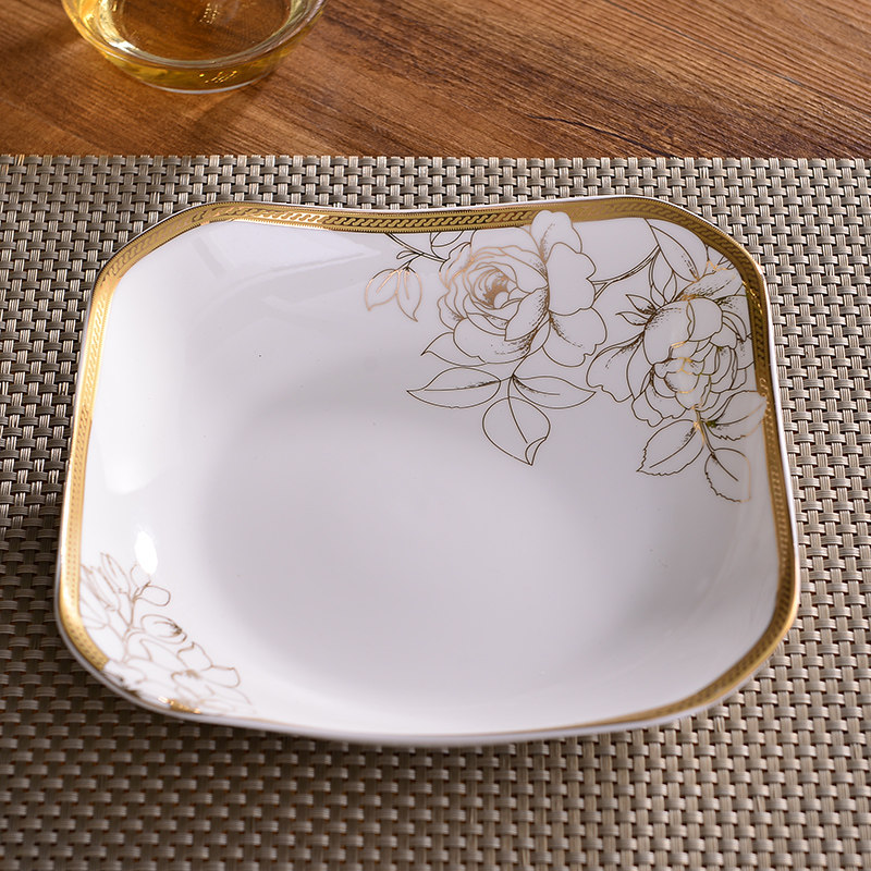 方形盘子陶瓷菜盘子碟子方盘子四方盘四角盘瓷盘创意菜盘陶瓷家用