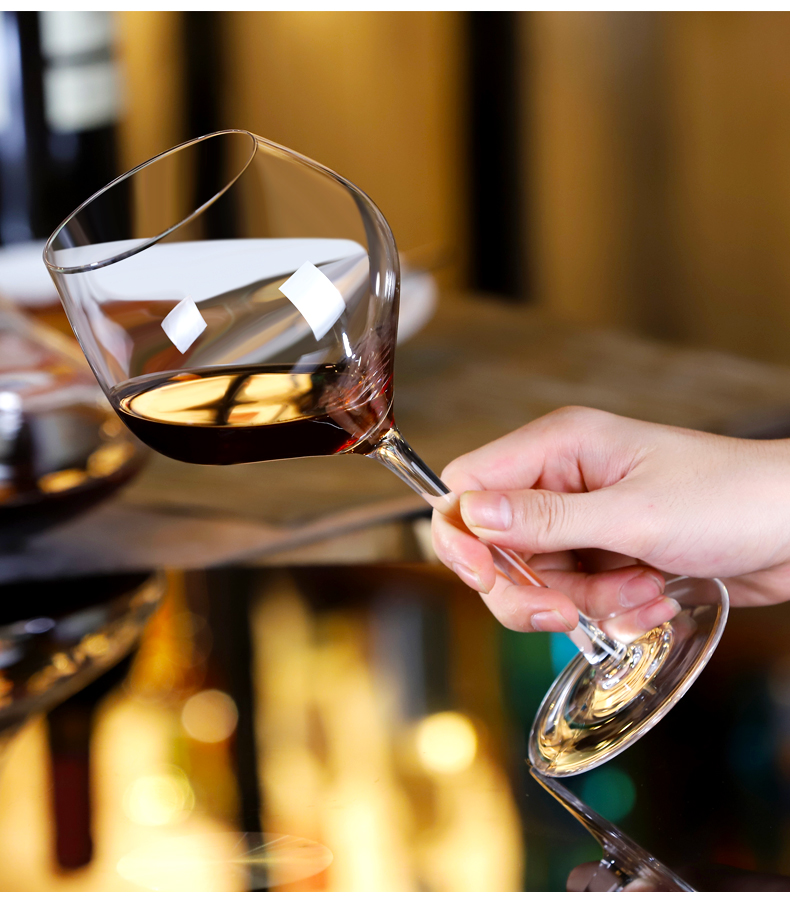 胡桃里斜口红酒杯水晶家用葡萄酒杯套装高脚香槟杯浪漫情侣2只装_帮您