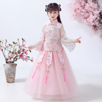 Girls Hanfu autumn dress foreign style children Chinese style Tang dress autumn cherry blossom Costume Princess dress spring and autumn