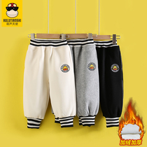 Little yellow duck girls pants autumn and winter clothes 2021 New Baby plus velvet padded casual pants childrens fried street fashion