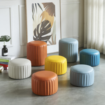 Small stool home low stool soft seat leather pier simple living room sofa stool coffee table sitting pier childrens shoe stool round stool