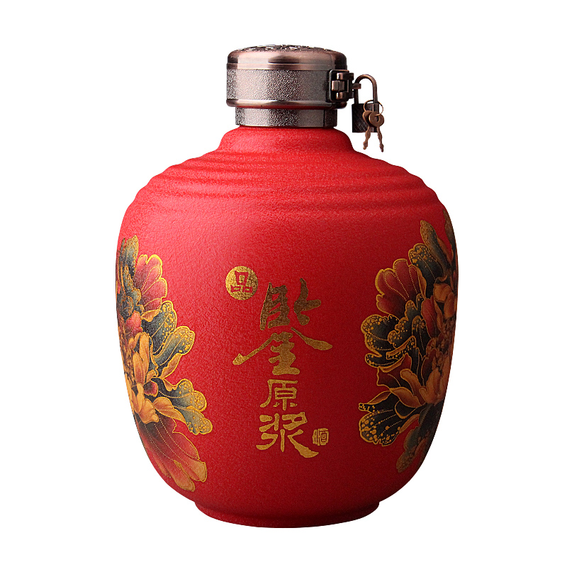 Jingdezhen ceramic bottle 5 jins of 10 jins to grind arenaceous household decoration wine jar sealed flask wine jugs