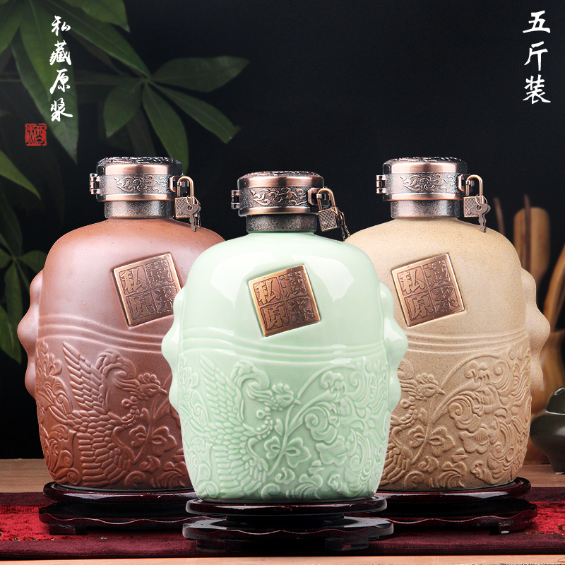 Jingdezhen ceramic bottle 1 catty 3 kg 5 kg jars jugs home wine bottle collection gift box